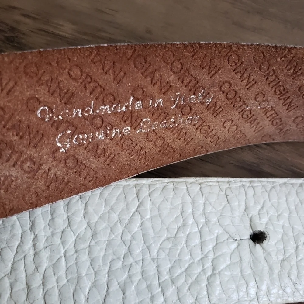 CORTIGIANI WHITE ITALIAN LEATHER BELT